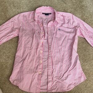 Ralph Lauren Pink & White Striped Oxford Shirt